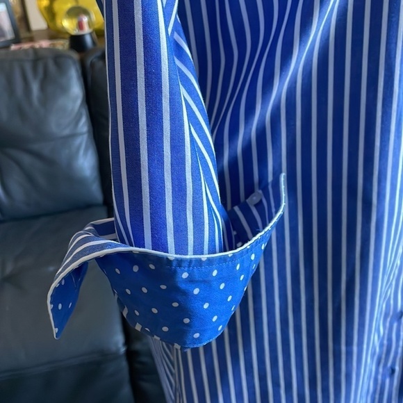 Jones New York Dress Women Size S Blue White Striped Button Front Shirt Dress - Picture 7 of 12
